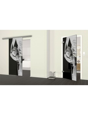 Ganzglastür American Footbal Gelasert Auf Grauglas