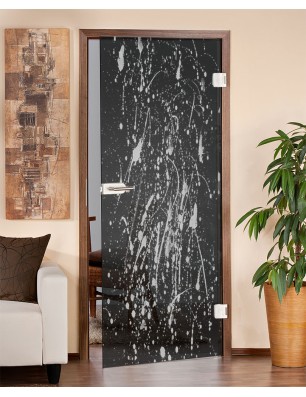 Ganzglastür Abstrakt Gelasert Auf Grauglas