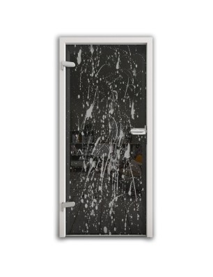 Ganzglastür Abstrakt Gelasert Auf Grauglas