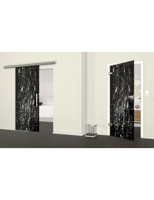 Ganzglastür Abstrakt Gelasert Auf Grauglas