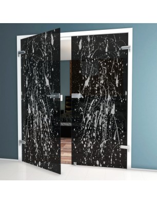 Ganzglastür Abstrakt Gelasert Auf Grauglas