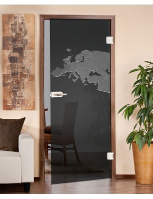 Ganzglastür Europa Gelasert Auf Grauglas