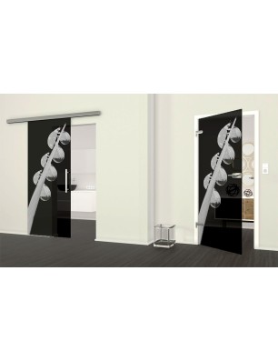 Ganzglastür Maikäfer Gelasert Auf Grauglas