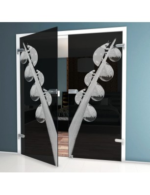 Ganzglastür Maikäfer Gelasert Auf Grauglas