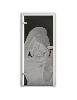 Ganzglastür Ready Gelasert Auf Grauglas