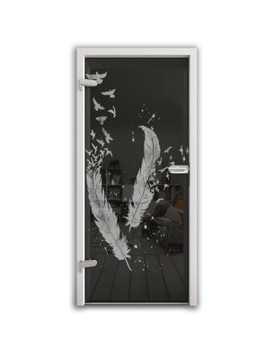 Ganzglastür Phönix II Gelasert Auf Grauglas