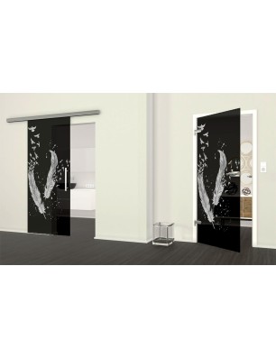 Ganzglastür Phönix II Gelasert Auf Grauglas