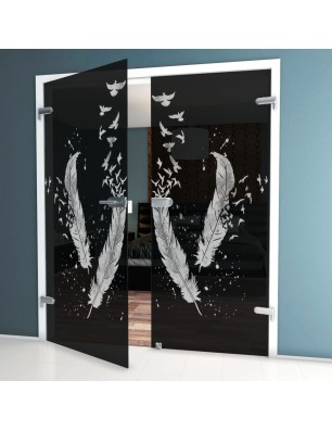 Ganzglastür Phönix II Gelasert Auf Grauglas