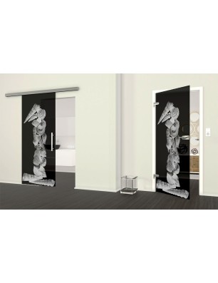 Ganzglastür Muscheln I Gelasert Auf Grauglas