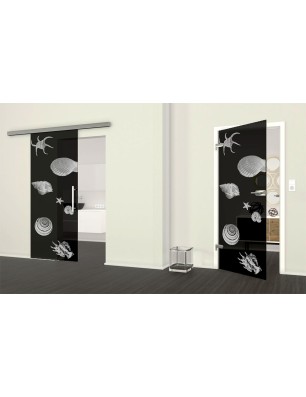 Ganzglastür Muscheln II Gelasert Auf Grauglas