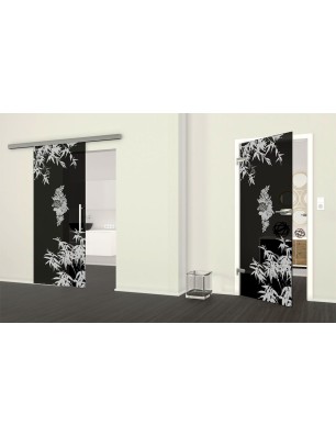 Ganzglastür Äste 2 Gelasert Auf Grauglas