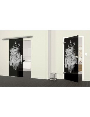 Ganzglastür Astronaut Gelasert Auf Grauglas