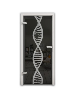 Ganzglastür "DNA" Gelasert Auf Grauglas