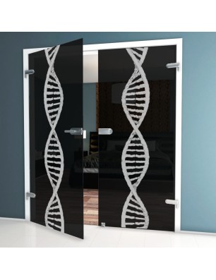 Ganzglastür "DNA" Gelasert Auf Grauglas