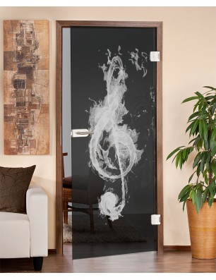 Ganzglastür Burning Musik Gelasert Auf Grauglas