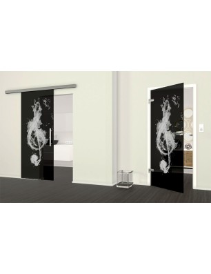 Ganzglastür Burning Musik Gelasert Auf Grauglas