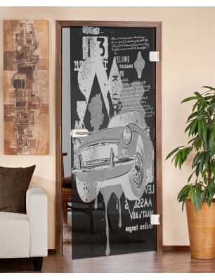 Ganzglastür Auto Gelasert Auf Grauglas