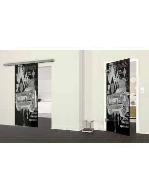 Ganzglastür Auto Gelasert Auf Grauglas