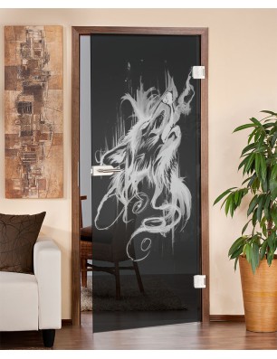 Ganzglastür Wolf 3 Gelasert Auf Grauglas