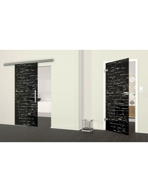 Ganzglastür Steinwand Gelasert Auf Grauglas