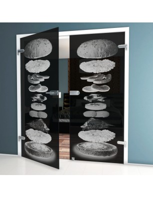 Ganzglastür Burger Gelasert Auf Grauglas