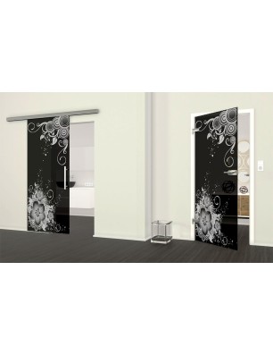 Ganzglastür Blume 11 Gelasert Auf Grauglas