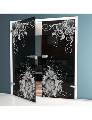 Ganzglastür Blume 11 Gelasert Auf Grauglas