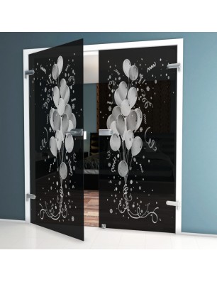 Ganzglastür Balong Gelasert Auf Grauglas