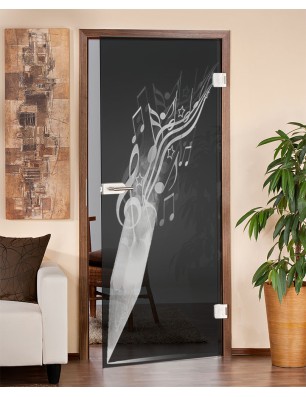 Ganzglastür Komponieren Gelasert Auf Grauglas