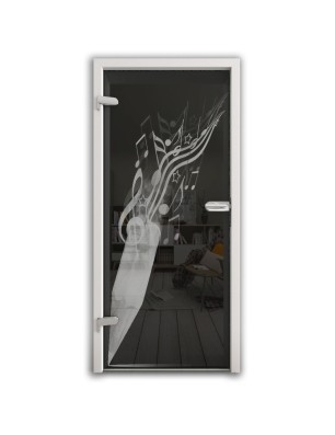 Ganzglastür Komponieren Gelasert Auf Grauglas