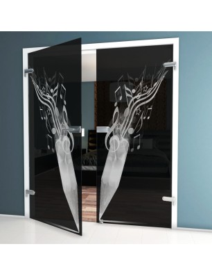 Ganzglastür Komponieren Gelasert Auf Grauglas