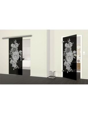 Ganzglastür Time Gelasert Auf Grauglas