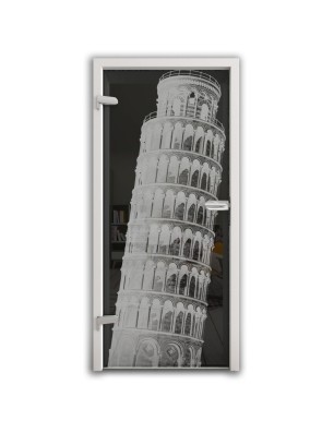Ganzglastür Pisa Gelasert Auf Grauglas