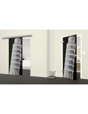 Ganzglastür Pisa Gelasert Auf Grauglas