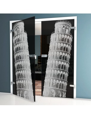 Ganzglastür Pisa Gelasert Auf Grauglas
