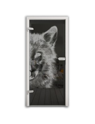 Ganzglastür Wolf 4 Gelasert Auf Grauglas