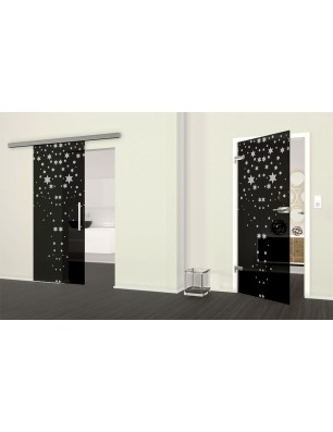 Ganzglastür Sterne Gelasert Auf Grauglas