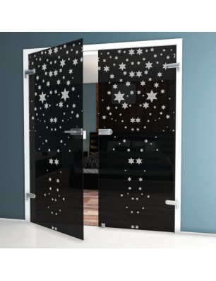 Ganzglastür Sterne Gelasert Auf Grauglas