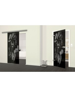 Ganzglastür Thank You Gelasert Auf Grauglas