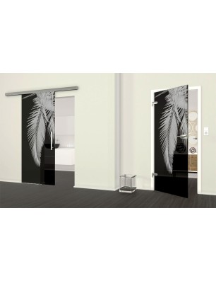 Ganzglastür Blätter 2 Gelasert Auf Grauglas