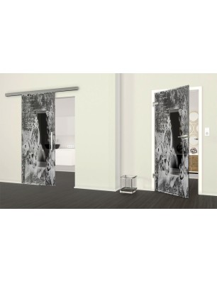 Ganzglastür Vintage flowers Gelasert Auf Grauglas