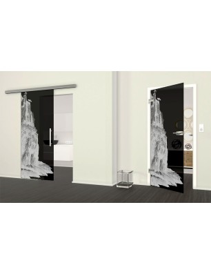 Ganzglastür Landscape Gelasert Auf Grauglas