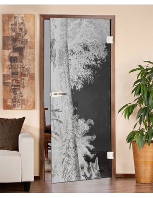 Ganzglastür Wald Gelasert Auf Grauglas