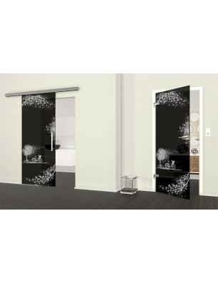 Ganzglastür Herbst Gelasert Auf Grauglas