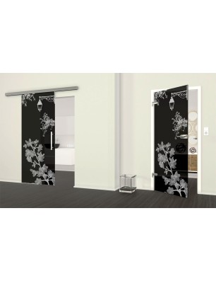 Ganzglastür Streetlamp Gelasert Auf Grauglas