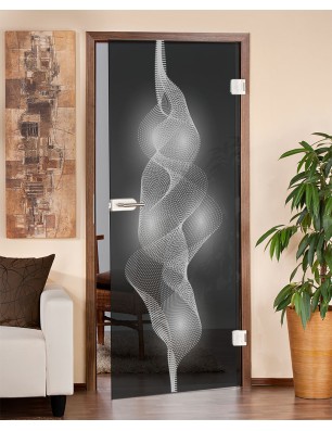 Ganzglastür Abstrakt 4 Gelasert Auf Grauglas