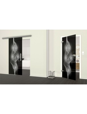 Ganzglastür Abstrakt 4 Gelasert Auf Grauglas