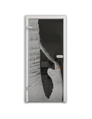 Ganzglastür Rüssel Gelasert Auf Grauglas