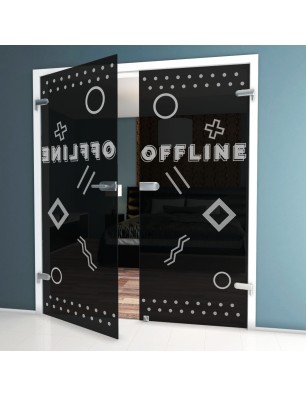 Ganzglastür Gamer Gelasert Auf Grauglas