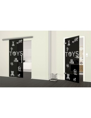 Ganzglastür Toys Gelasert Auf Grauglas
